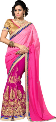 

M.S.Retail Self Design Fashion Silk, Net Saree(Pink)