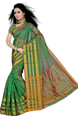 

Party Wear Dresses Printed Fashion Art Silk Saree(Green)