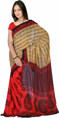 

Jaipur Kurti Printed Daily Wear Georgette Saree(Multicolor), Cream;rust