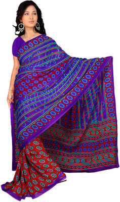 

Vardan Prints Printed Bollywood Georgette Saree(Blue, Red)