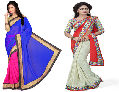

Omkarcreation Floral Print Bollywood Georgette Saree(Pack of 2, Multicolor)