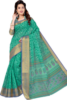 

M.S.Retail Printed Gadwal Cotton Saree(Green)