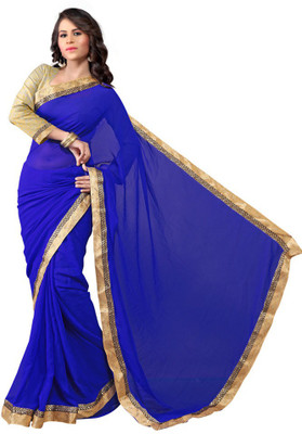 

Dancing Girl Solid Bollywood Georgette Saree(Blue)