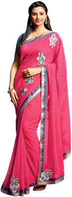 

Vishal Self Design, Solid Fashion Georgette Saree(Pink, Blue)