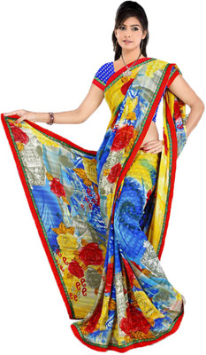 

Indian Wear Online Printed Fashion Georgette Saree(Blue)