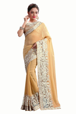 

Stylezone Embroidered Fashion Georgette Saree(Beige)