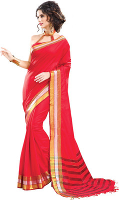 

Ishin Printed Fashion Cotton Saree(Red)