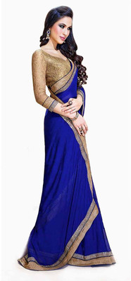

Desaii Solid Fashion Chiffon Saree(Blue)