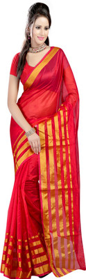 

Sanju Sarees Solid Fashion Silk Saree(Red)