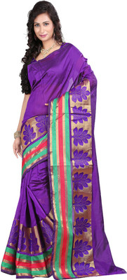 

Sanju Sarees Self Design Fashion Banarasi Silk Saree(Purple)