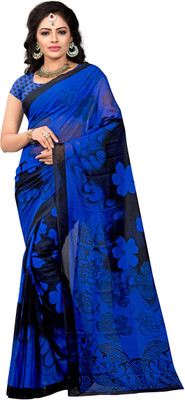 Vardan PRINTS Printed Bollywood Georgette Saree(Blue)