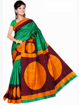 

Khoobee Self Design, Printed Fashion Silk Saree(Dark Green, Maroon, Orange)
