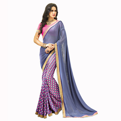 

Vishal Self Design Bollywood Georgette Saree(Purple, Multicolor), Multicolor;purple