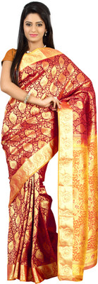 

Mimosa Woven Kanjivaram Handloom Art Silk Saree(Maroon)