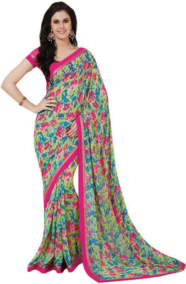 

Party Wear Dresses Printed Fashion Pure Chiffon Saree(Multicolor), Multicolor542