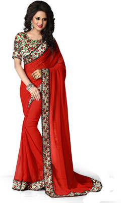 

Indianbeauty Solid, Printed Fashion Chiffon Saree(Red)