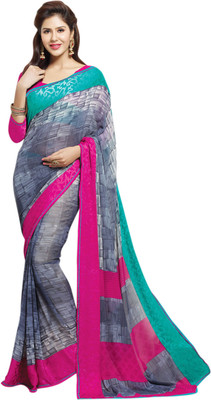 Saara Solid Daily Wear Georgette Saree(Grey)