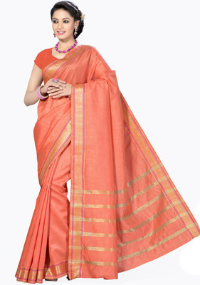 Rani Saahiba Woven Fashion Art Silk Saree(Orange)