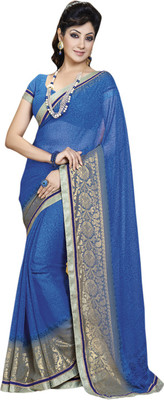 

Vishal Solid Fashion Georgette Saree(Blue)