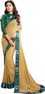Jiya Self Design Fashion Georgette Saree(Beige)