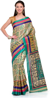 

Cenizas Printed Fashion Art Silk Saree(Multicolor), Green