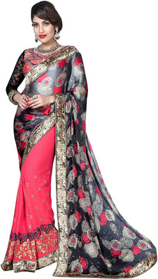 

Jiya Self Design, Embroidered, Embellished Fashion Georgette, Satin Saree(Multicolor, Pink, Black), Black;multicolor;pink