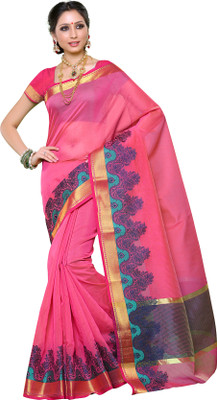 

Mimosa Woven Kanjivaram Cotton Saree(Pink)