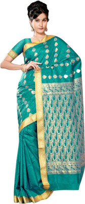 

M.S.Retail Embellished Arani Pattu Handloom Silk Saree(Blue)