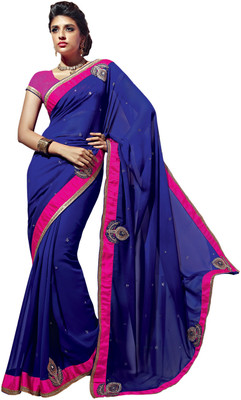Vishal Printed Bollywood Georgette Saree(Blue)