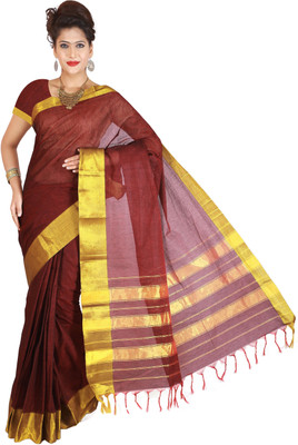 

Right Shape Solid Ilkal Handloom Cotton Saree(Maroon)