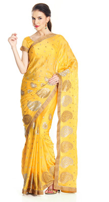 

Soch Self Design Fashion Silk Saree(Yellow)