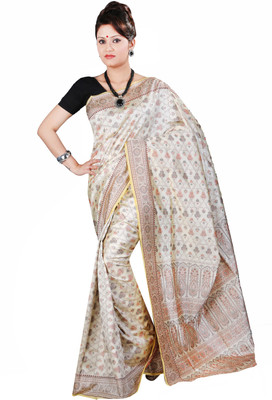 

Anushree Saree Printed Fashion Chanderi Saree(Multicolor), White