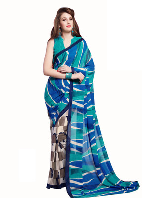 

Khoobee Self Design, Printed Fashion Georgette Saree(Blue, Green, Beige, Brown), Beige;blue;brown;green