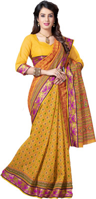 

M.S.Retail Printed Gadwal Cotton Saree(Yellow)