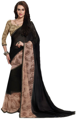 

Indian Wear Online Printed Fashion Pure Chiffon Saree(Black)