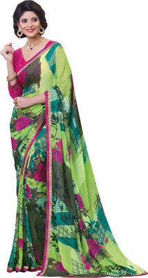 

Khoobee Self Design, Printed Fashion Georgette Saree(Multicolor), Green;multicolor;pink