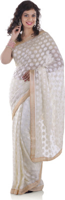 

Ethnic Bliss Lifestyles Self Design Phulkari Chiffon Saree(White, Ghost white