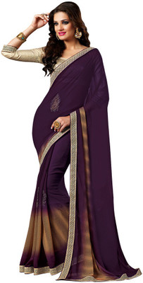 

Desi Butik Embroidered Fashion Georgette Saree(Purple)