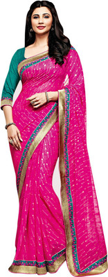 

Vishal Solid Fashion Chiffon Saree(Pink)