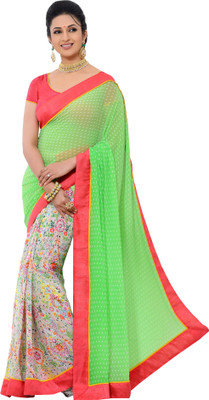 

Brijraj Printed Fashion Georgette Saree(Green, White)