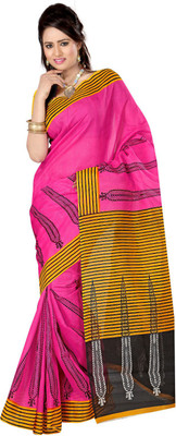 

Softdeal Printed Bhagalpuri Printed Silk Saree(Red, Green), Green;red