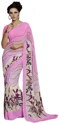 

Akshaya Fashons Printed Daily Wear Georgette Saree(Pink)