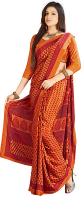 Vardan PRINTS Printed Bollywood Crepe Saree(Brown)
