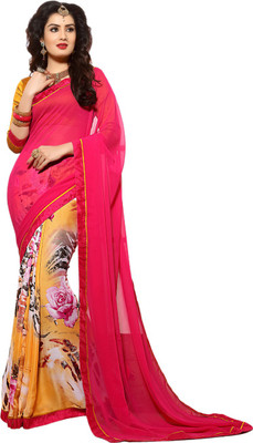 

Jiya Self Design, Printed Fashion Satin, Chiffon, Georgette Saree(Pink, Multicolor), Multicolor;pink