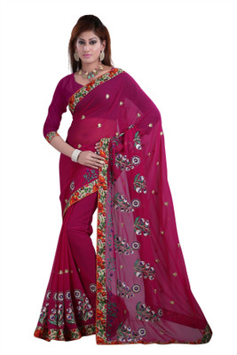 

Gunjan Creations Embroidered Fashion Georgette Saree(Purple), Multey