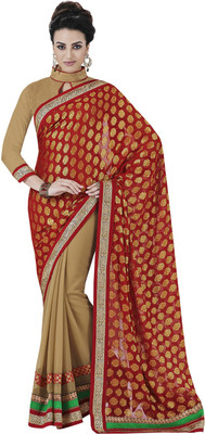 

Desi Butik Self Design Fashion Viscose Saree(Red)