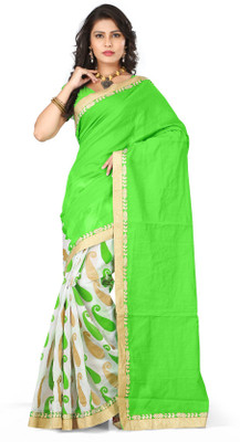 

Indianbeauty Solid, Printed Fashion Cotton Saree(Red, White)