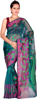 

Chandrakala Self Design Banarasi Cotton Saree(Multicolor), Green