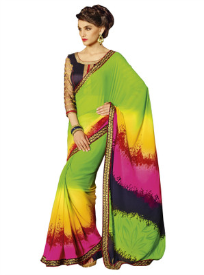 

Khushali Self Design, Embroidered, Embellished Fashion Georgette Saree(Beige, Multicolor)