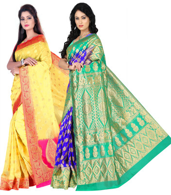 

Weavedeal Embellished Kanjivaram Silk Cotton Blend Saree(Pack of 2, Multicolor)